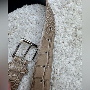 Reiss Tan Crocodile-Embossed Leather Belt